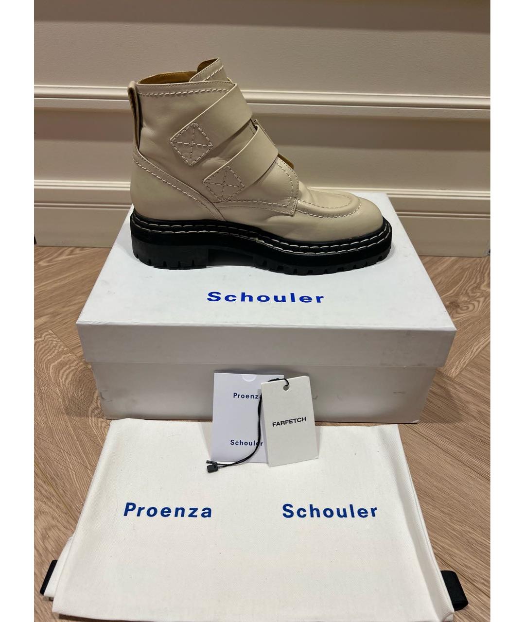 PROENZA SCHOULER Бежевые кожаные ботинки, фото 6