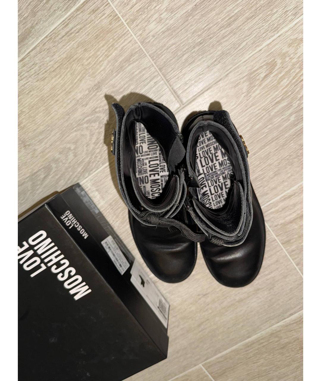 LOVE MOSCHINO Черные кожаные ботинки, фото 3