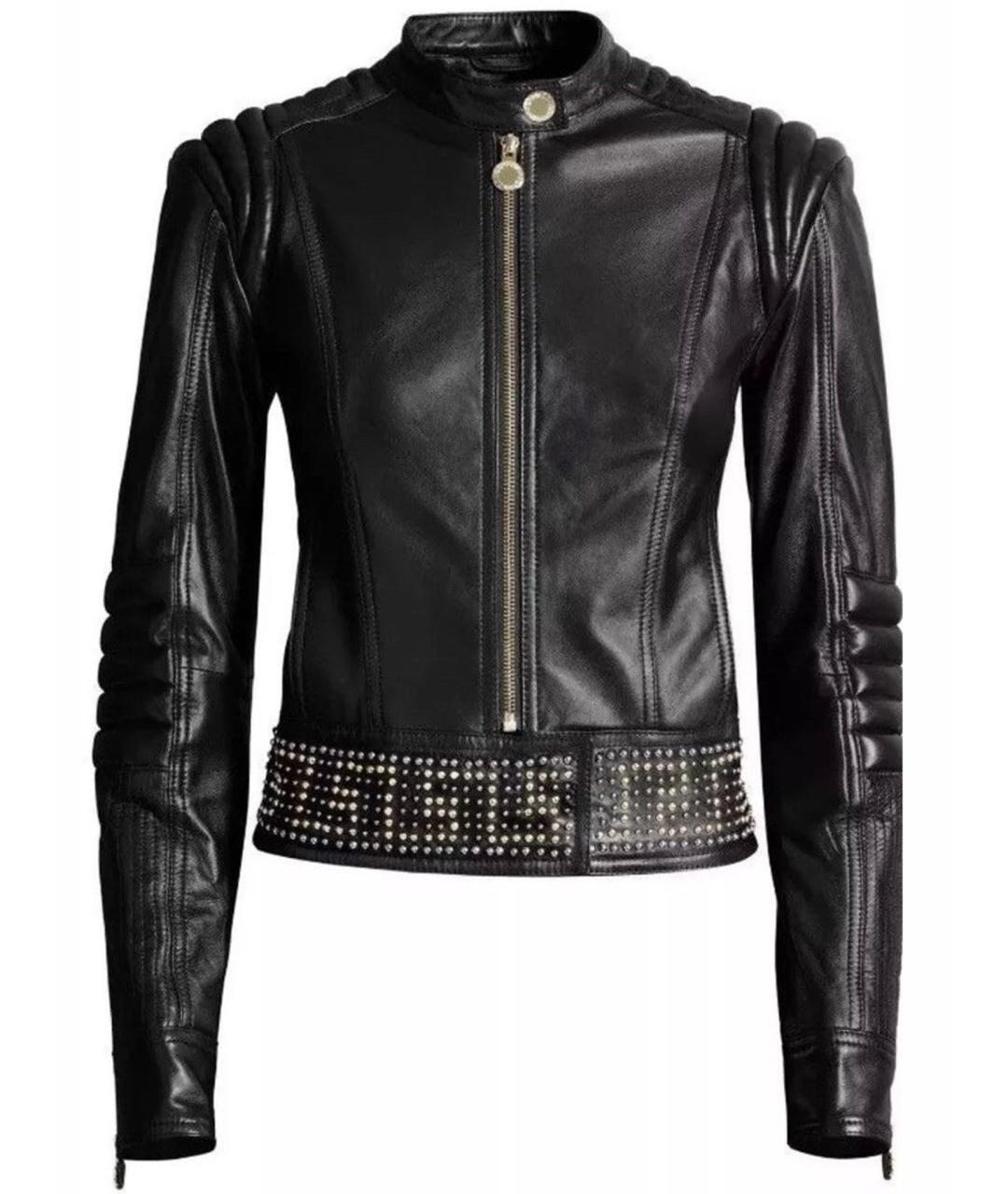 VERSACE Черная кожаная куртка, фото 1