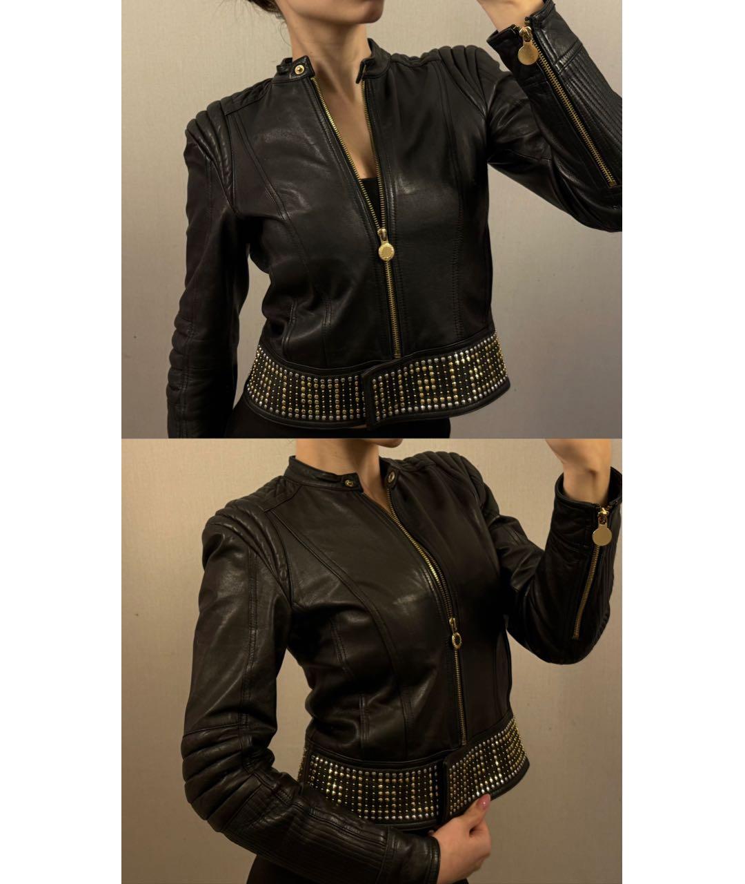 VERSACE Черная кожаная куртка, фото 2
