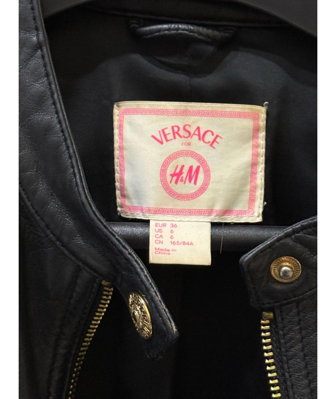 VERSACE Черная кожаная куртка, фото 3