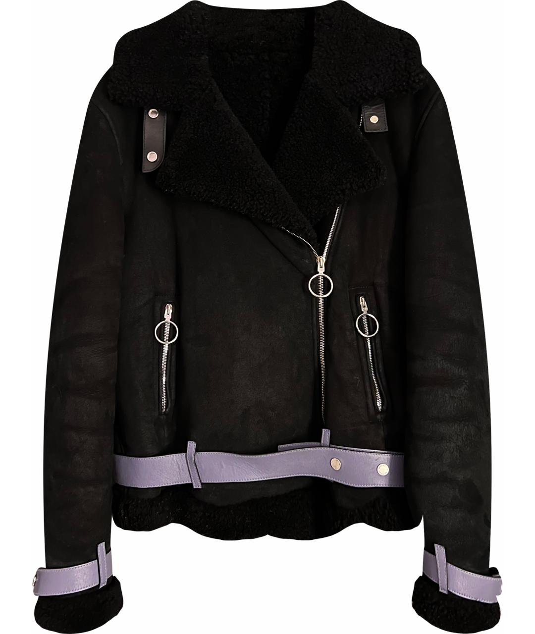 OFF-WHITE Черная шерстяная дубленка, фото 1