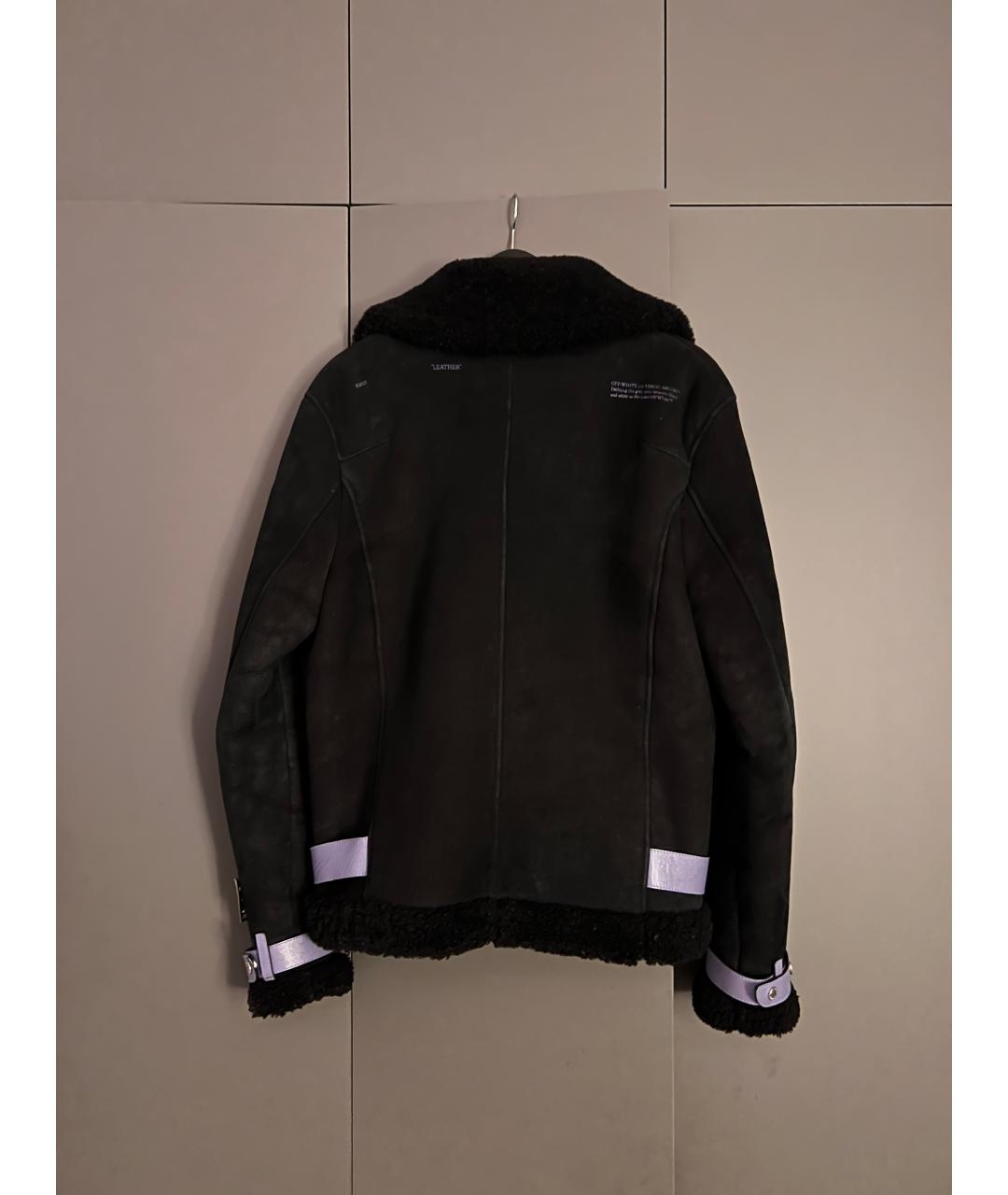 OFF-WHITE Черная шерстяная дубленка, фото 2