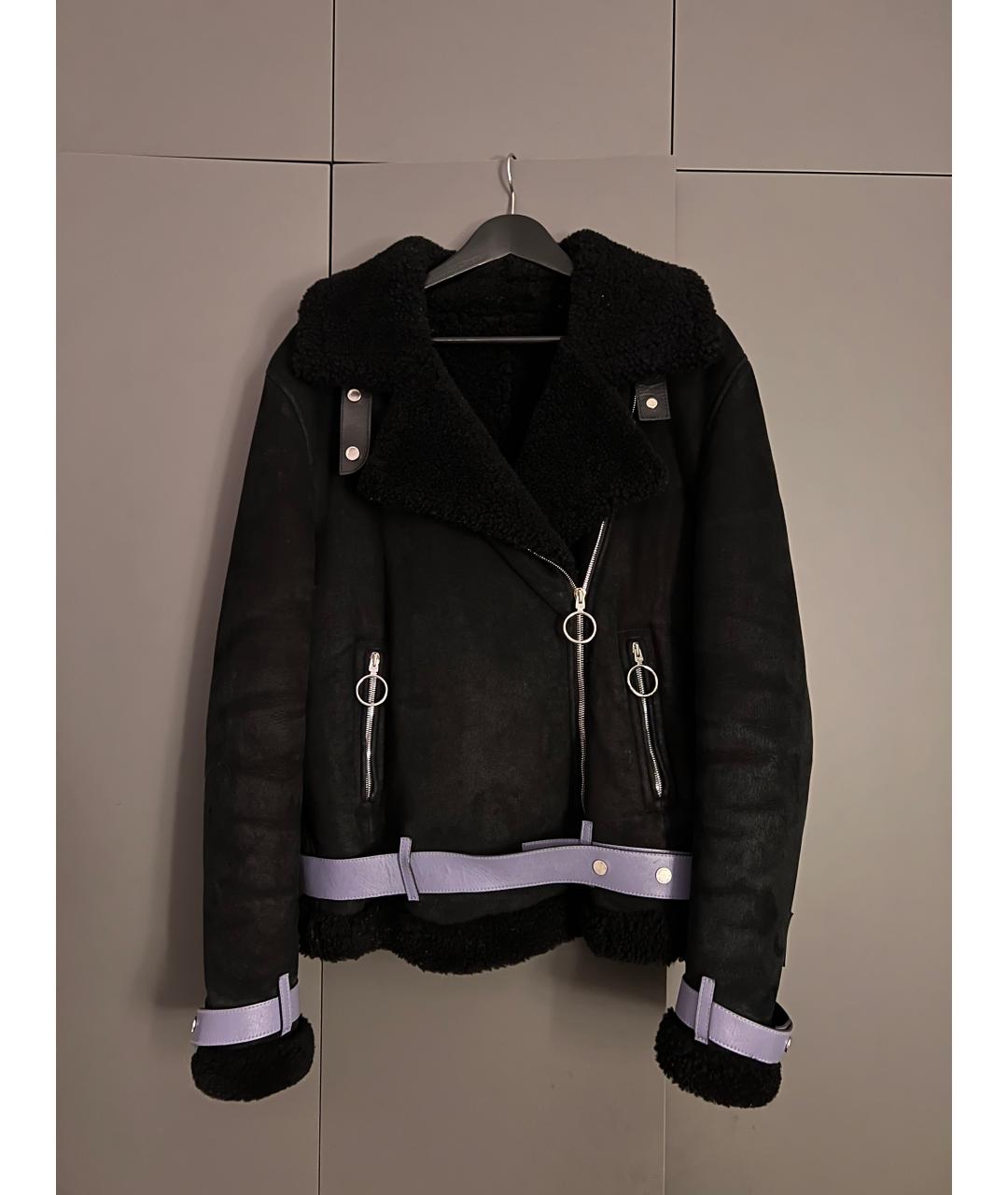 OFF-WHITE Черная шерстяная дубленка, фото 6