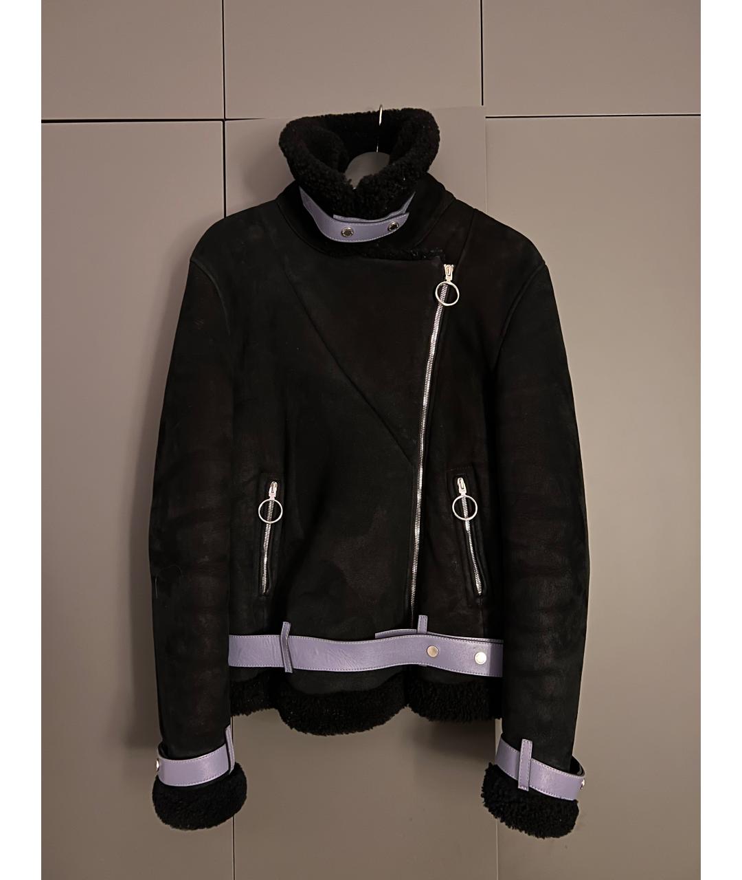 OFF-WHITE Черная шерстяная дубленка, фото 4