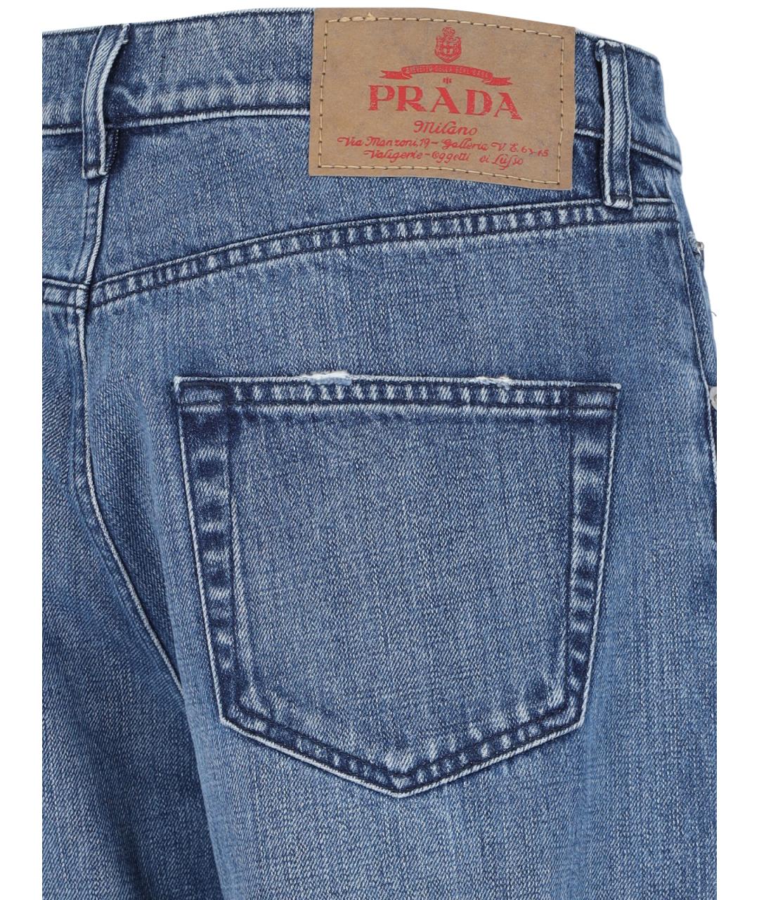 PRADA Синие хлопковые прямые джинсы, фото 5