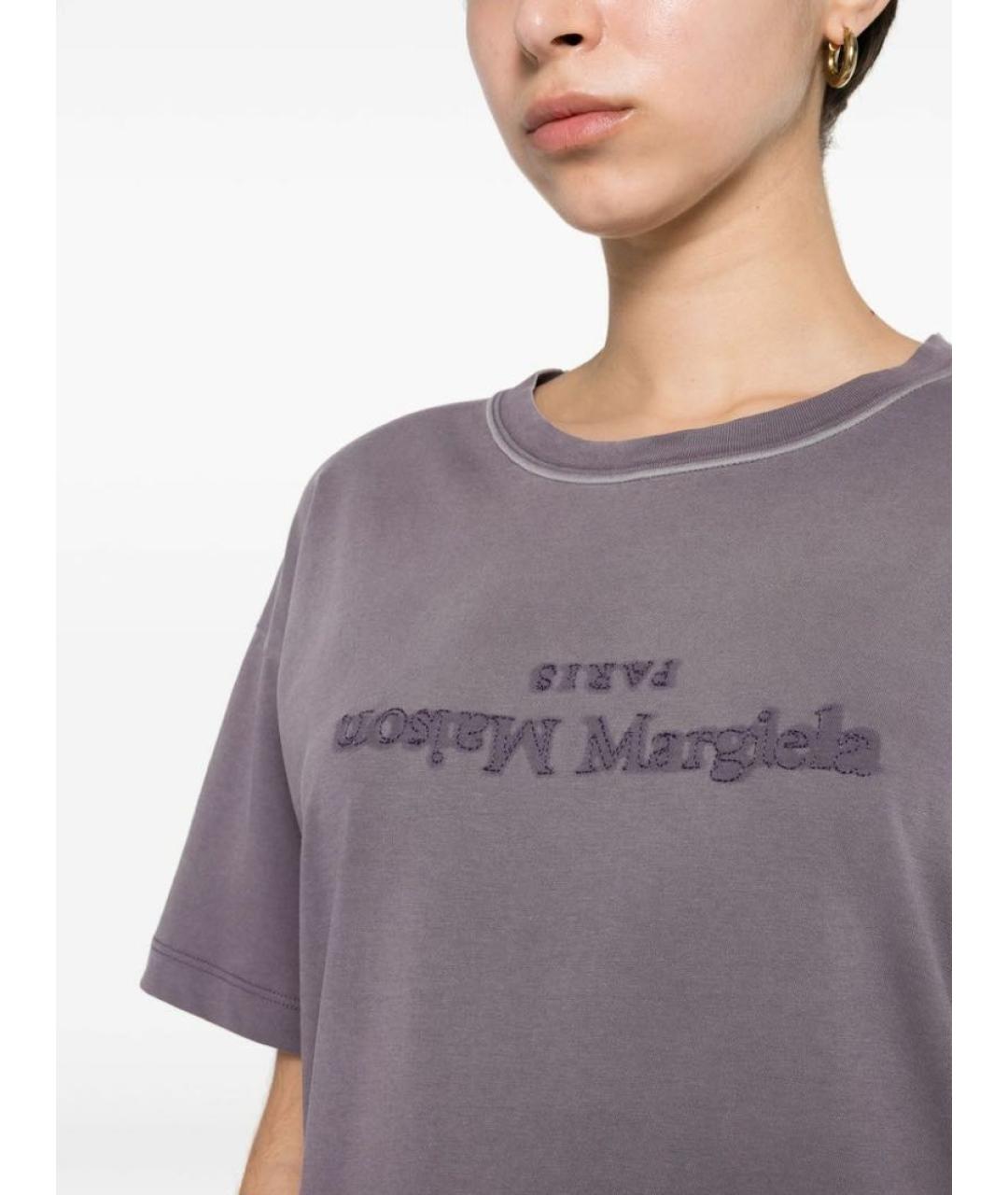 MAISON MARGIELA Фиолетовая хлопковая футболка, фото 2