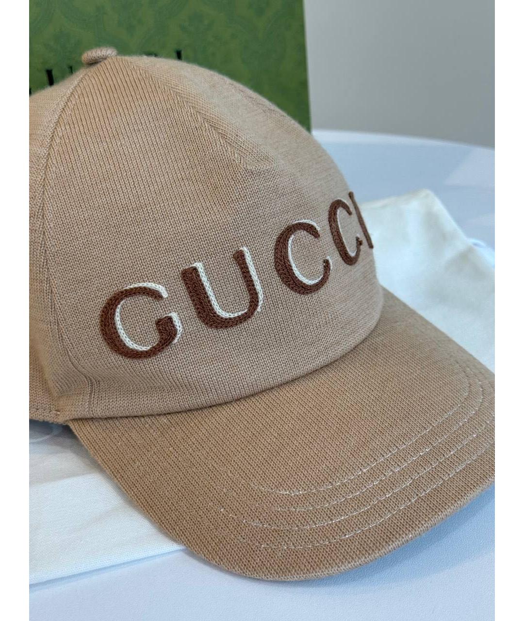 GUCCI Бежевая шерстяная кепка/бейсболка, фото 4