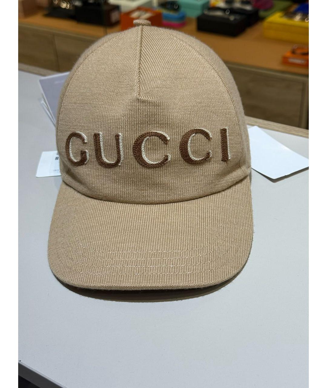 GUCCI Бежевая шерстяная кепка/бейсболка, фото 9