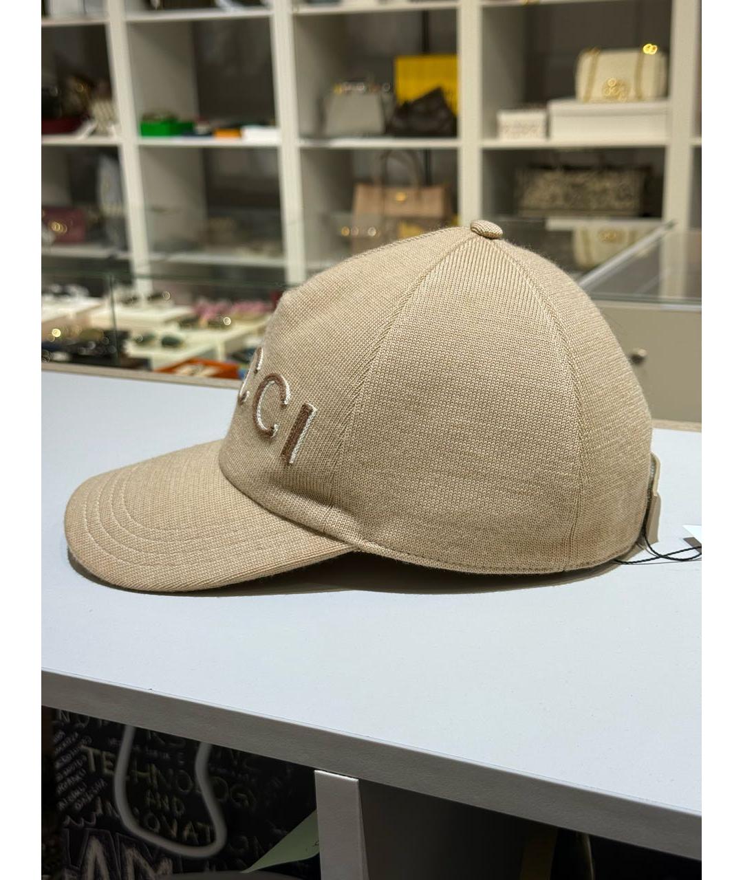 GUCCI Бежевая шерстяная кепка/бейсболка, фото 2
