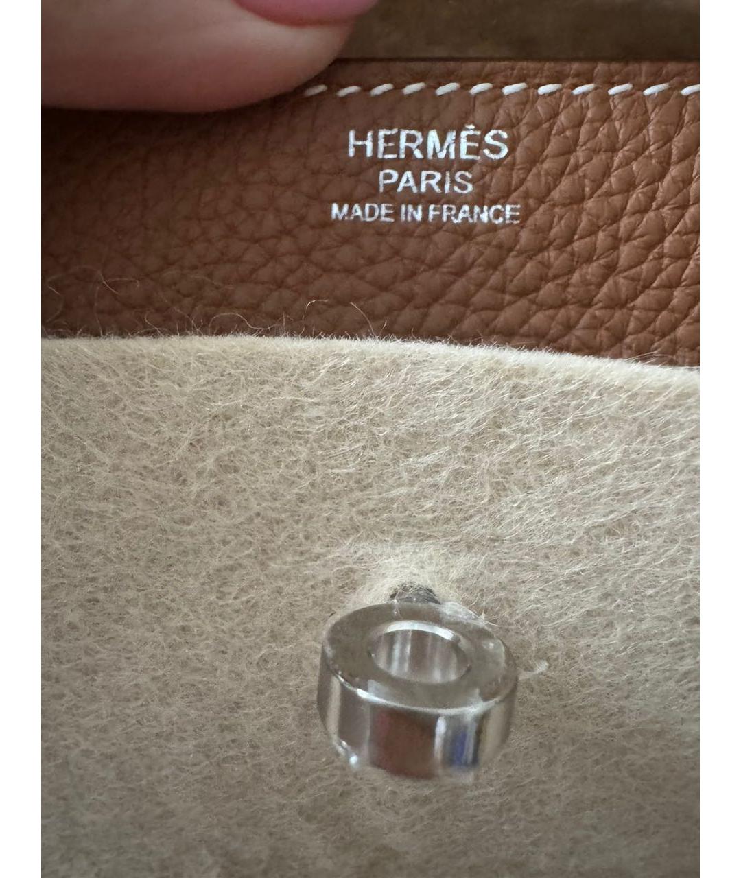 HERMES Коричневая кожаная сумка с короткими ручками, фото 5