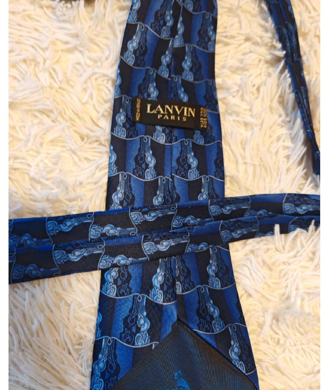 LANVIN Синий шелковый галстук, фото 3
