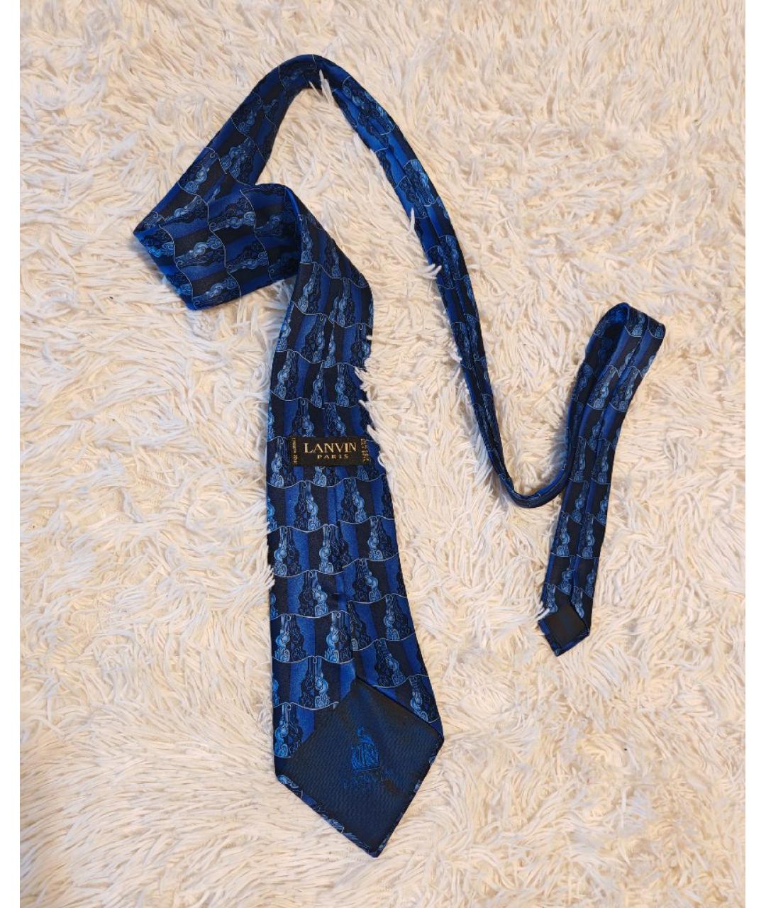 LANVIN Синий шелковый галстук, фото 9