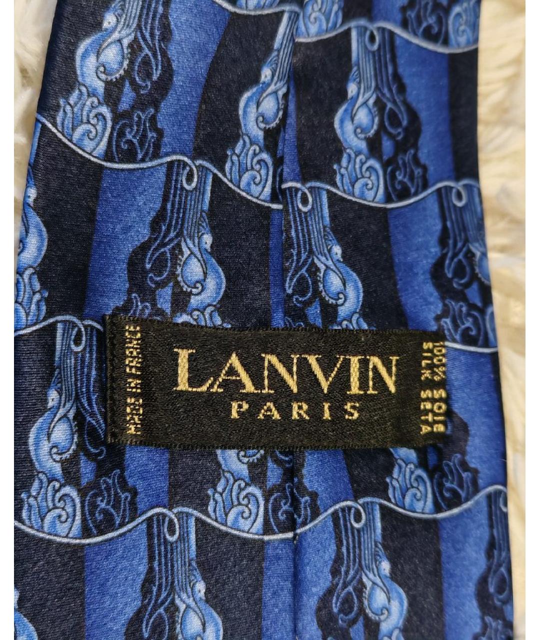 LANVIN Синий шелковый галстук, фото 6
