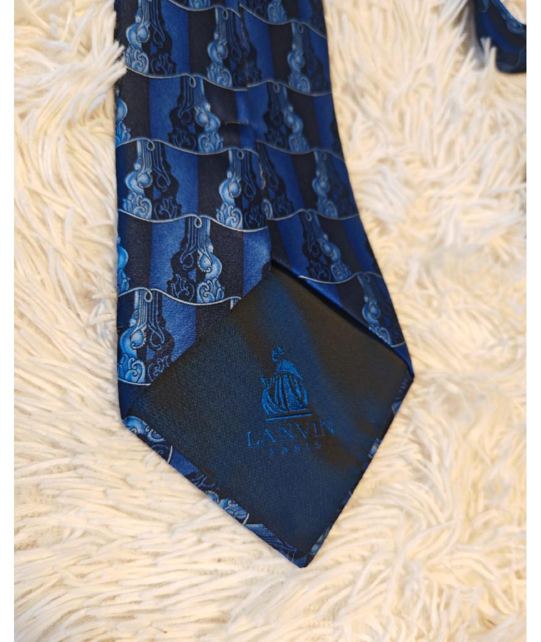 LANVIN Синий шелковый галстук, фото 5