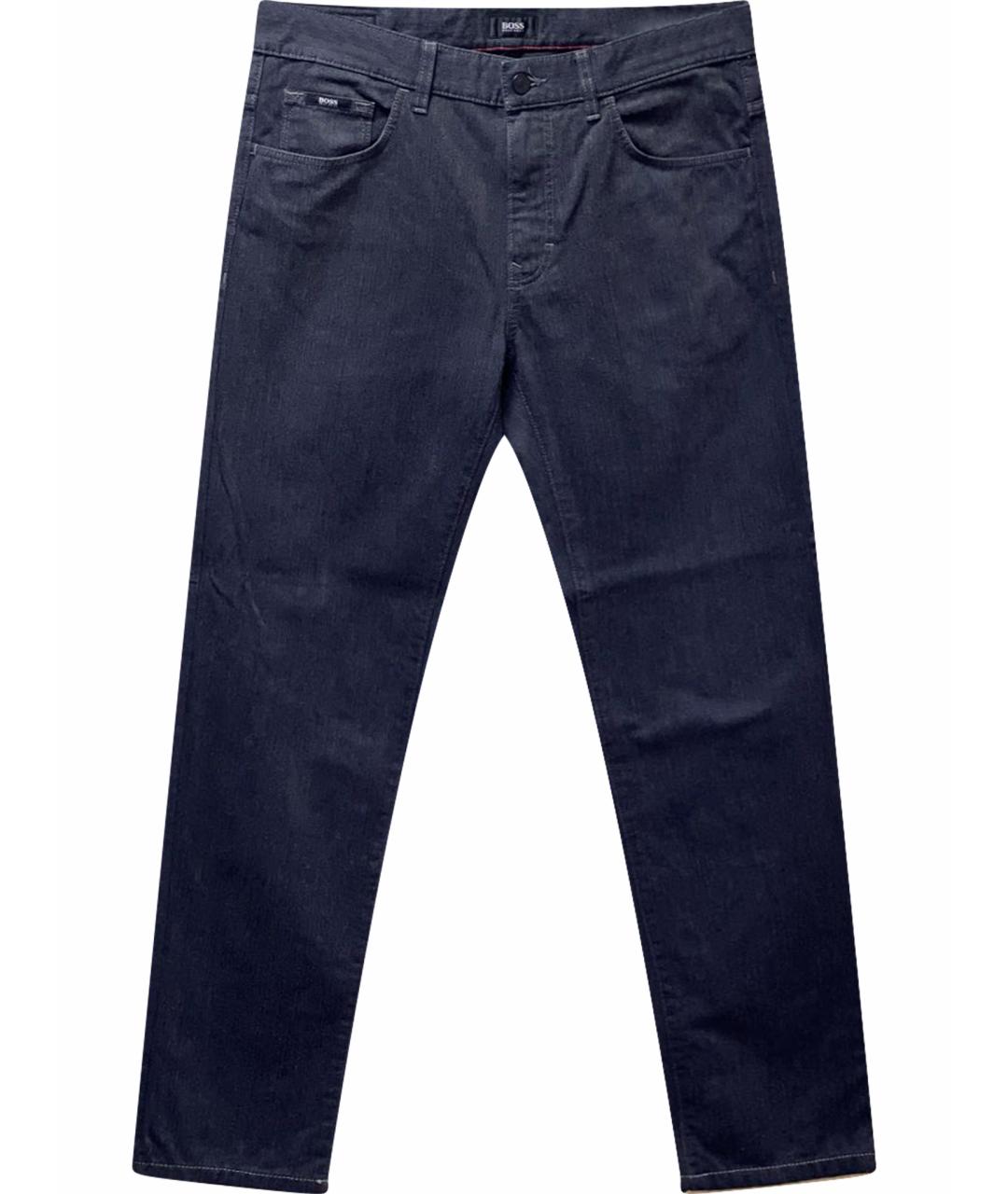 HUGO BOSS Антрацитовые хлопко-полиэстеровые прямые джинсы, фото 1