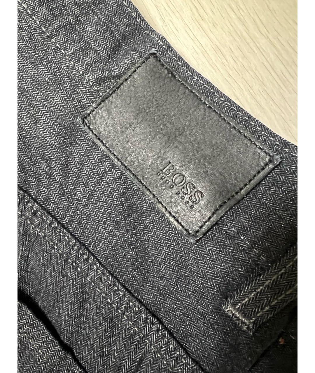 HUGO BOSS Антрацитовые хлопко-полиэстеровые прямые джинсы, фото 3