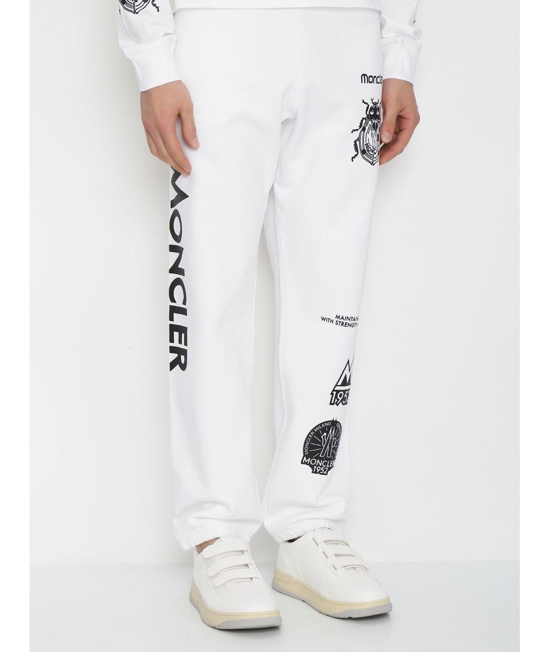 MONCLER Белые хлопковые повседневные брюки, фото 5