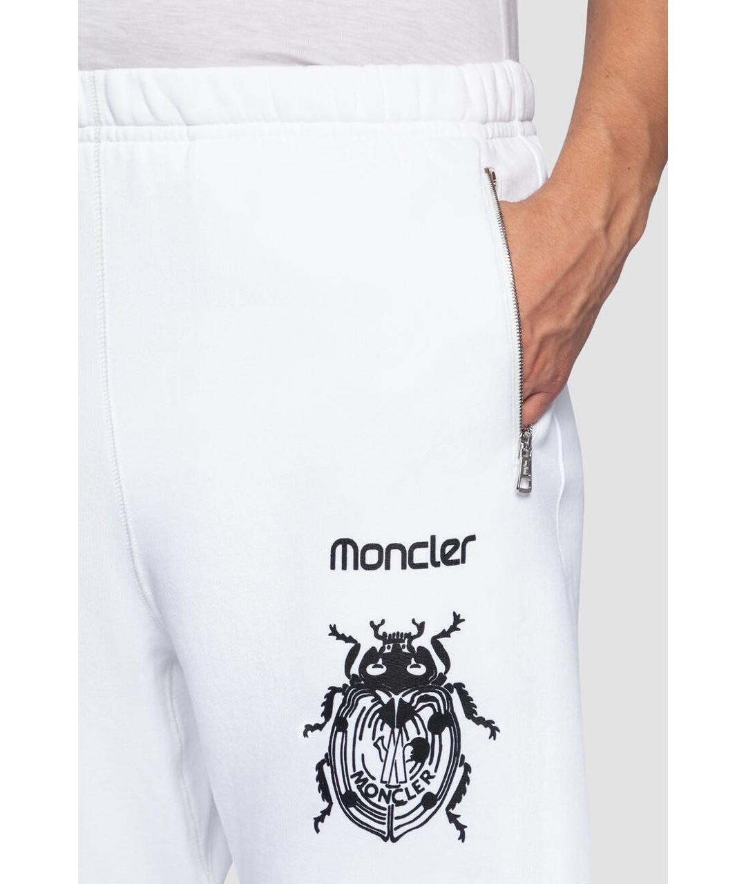 MONCLER Белые хлопковые повседневные брюки, фото 2