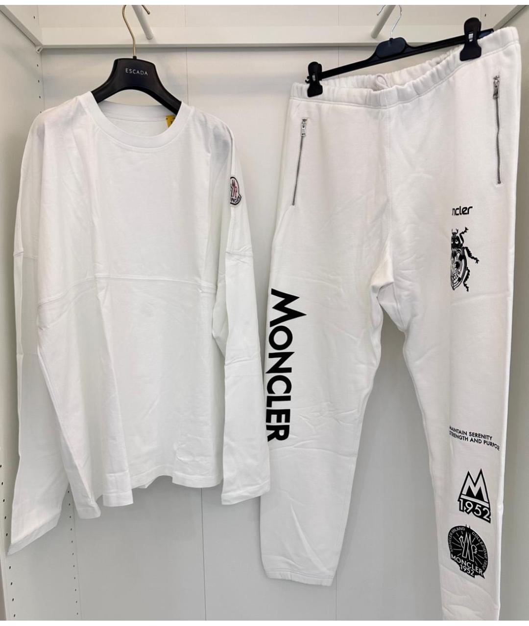 MONCLER Белые хлопковые повседневные брюки, фото 3