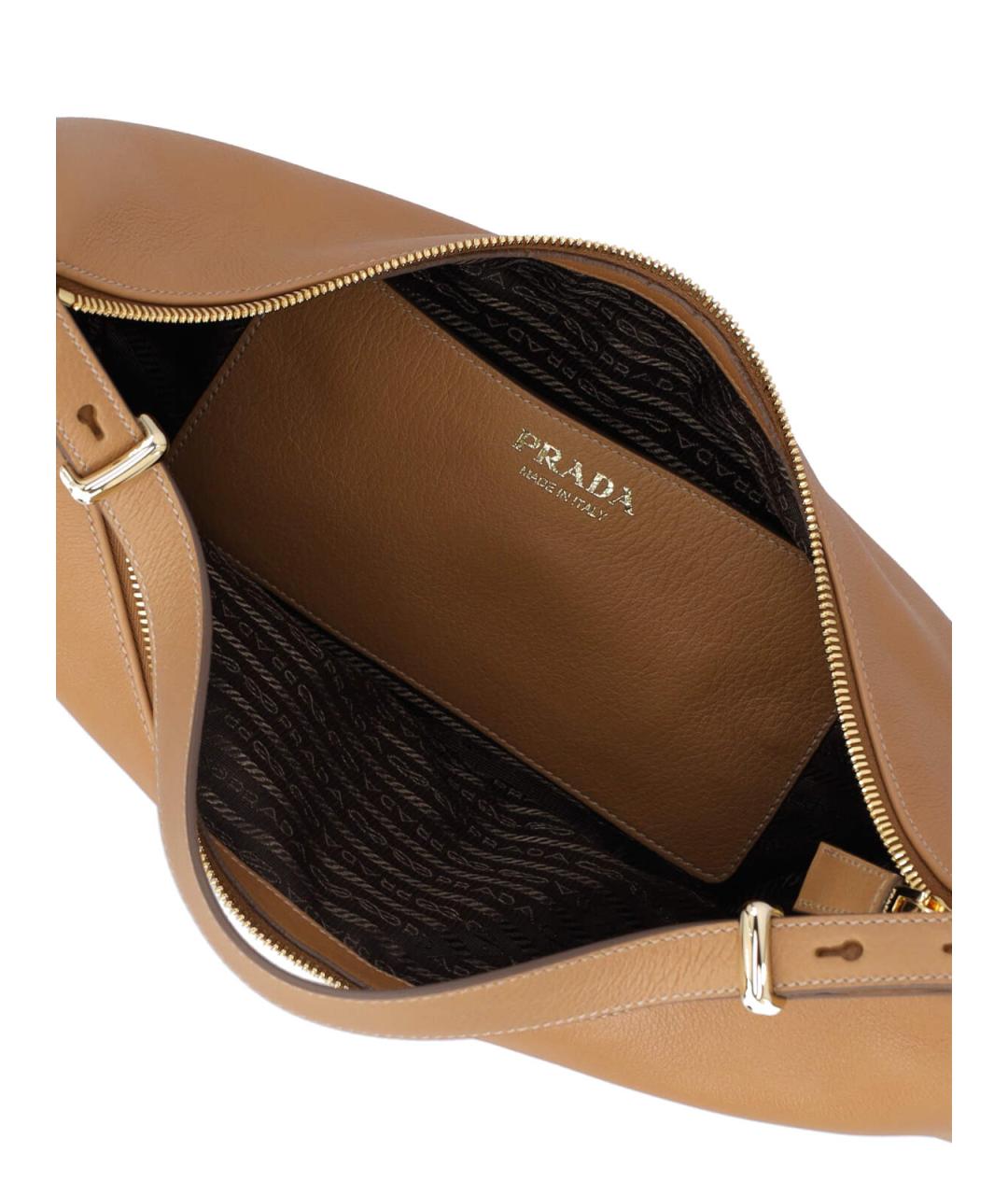 PRADA Бежевая кожаная сумка через плечо, фото 4