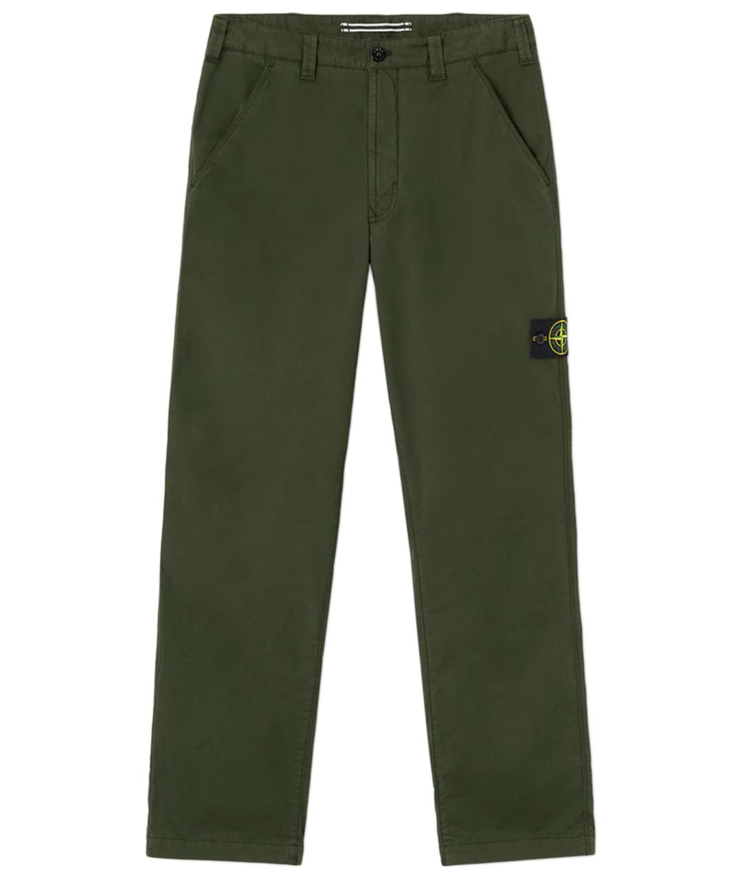 STONE ISLAND Зеленые хлопковые повседневные брюки, фото 1