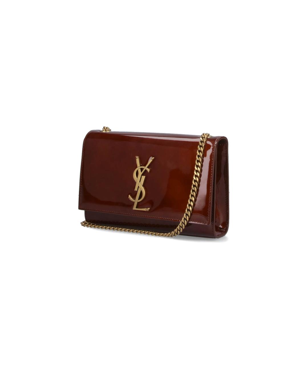 SAINT LAURENT Коричневая кожаная сумка через плечо, фото 2