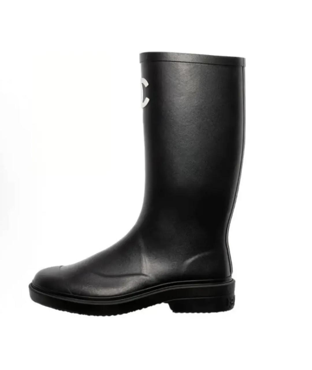 CHANEL Черные резиновые сапоги, фото 3