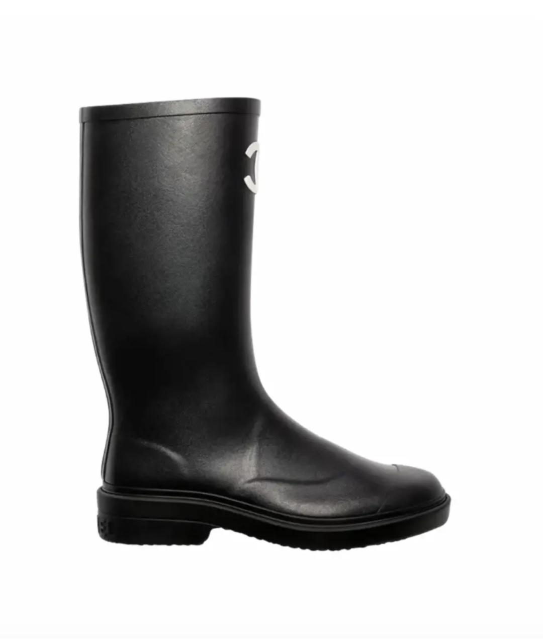 CHANEL Черные резиновые сапоги, фото 4