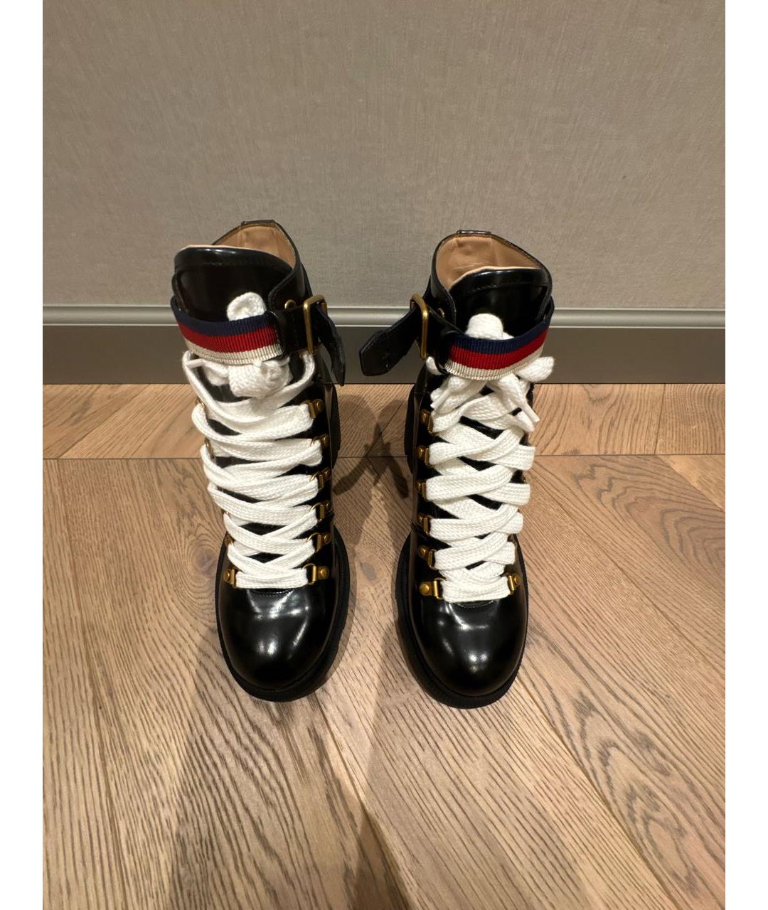 GUCCI Черные кожаные ботинки, фото 2