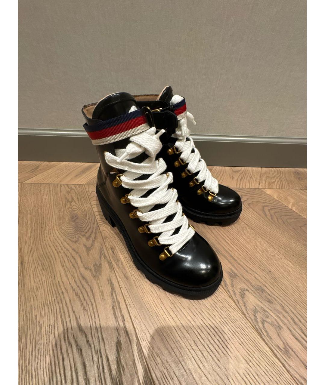 GUCCI Черные кожаные ботинки, фото 6