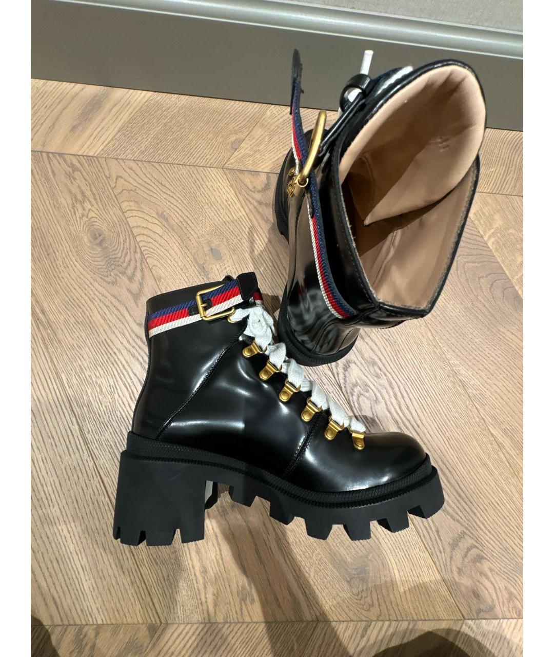 GUCCI Черные кожаные ботинки, фото 5