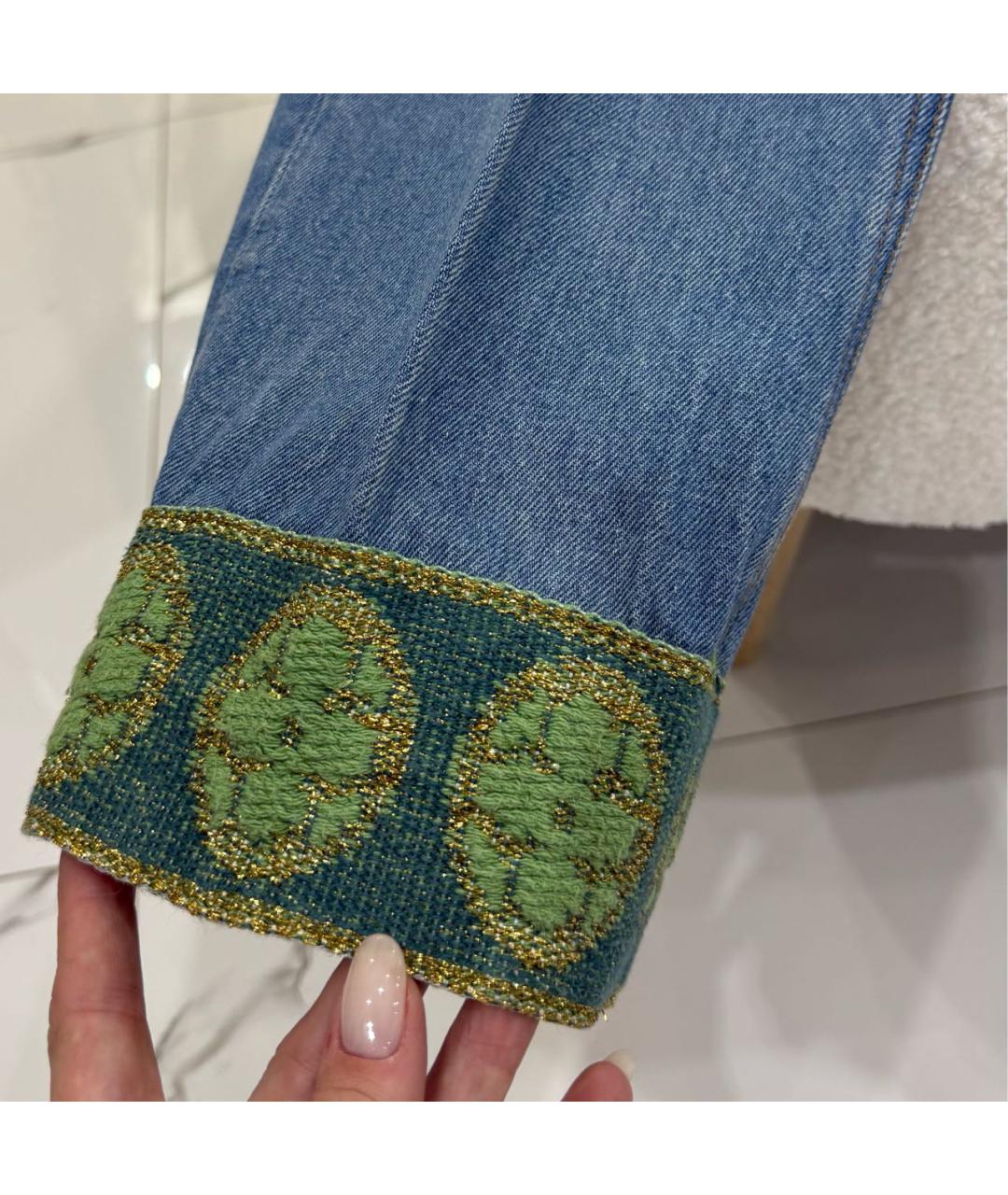 VALENTINO Голубые хлопковые прямые джинсы, фото 5