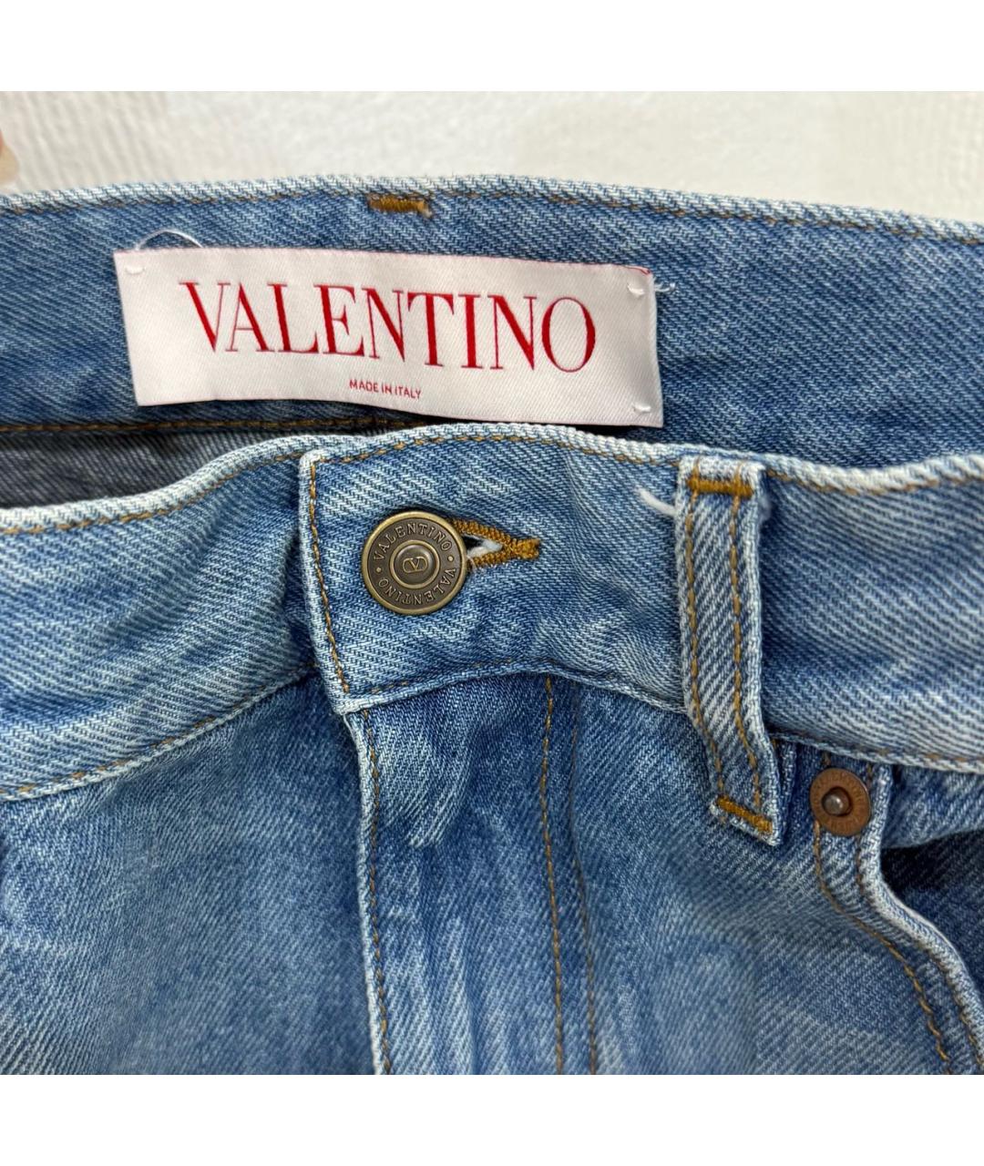 VALENTINO Голубые хлопковые прямые джинсы, фото 6