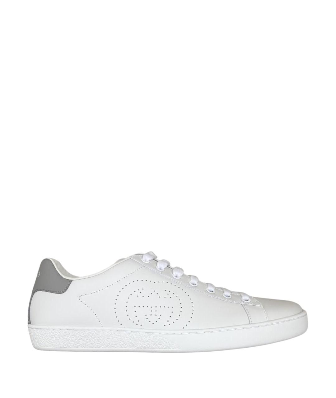 GUCCI Белые кожаные кеды, фото 1