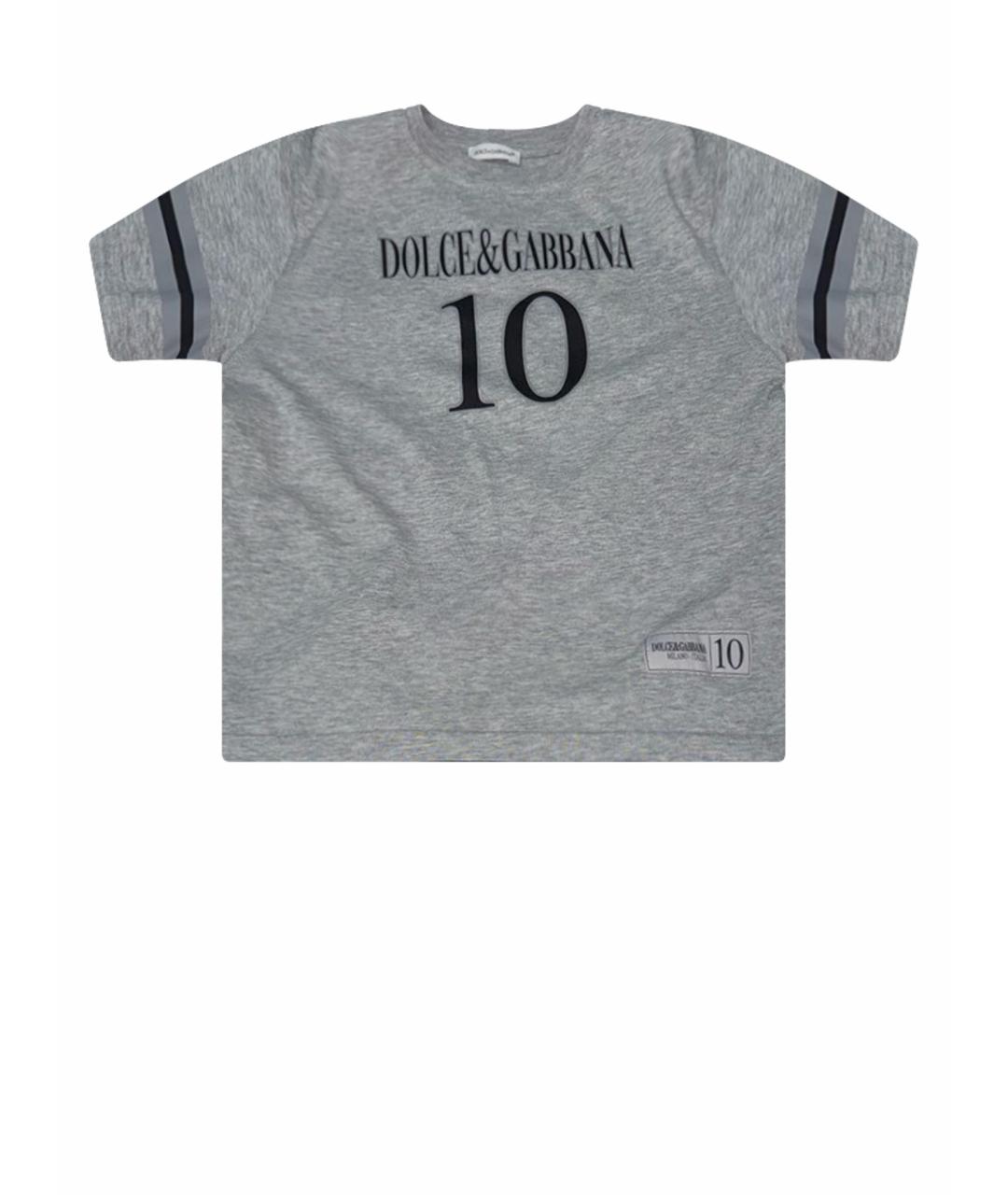 DOLCE&GABBANA Серая хлопковая детская футболка, фото 1