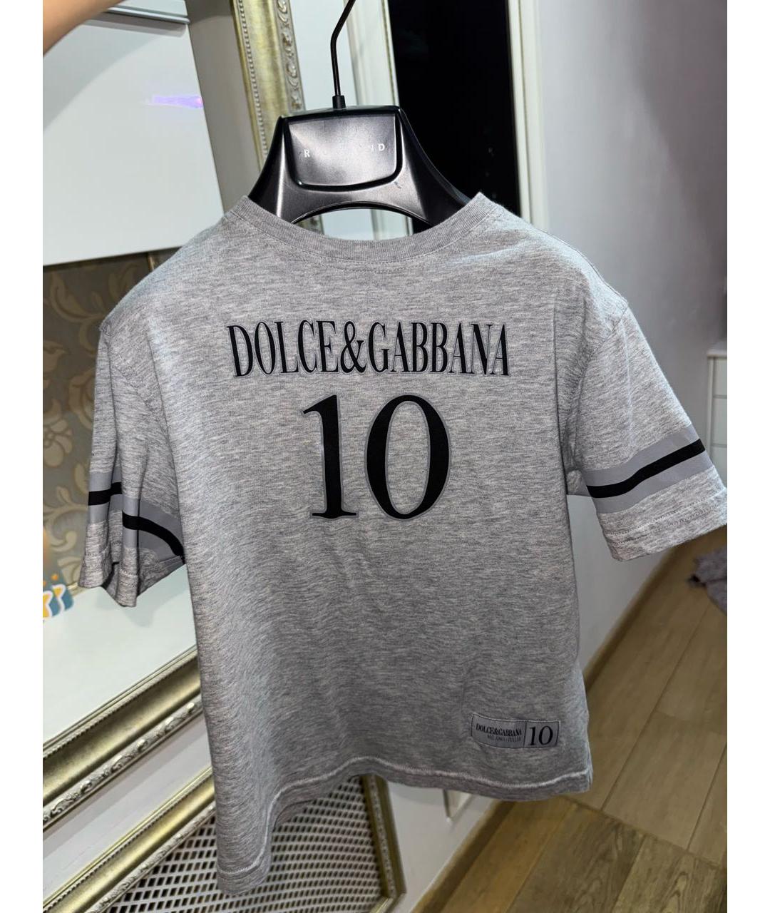 DOLCE&GABBANA Серая хлопковая детская футболка, фото 6