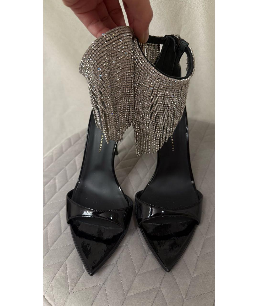 GIUSEPPE ZANOTTI DESIGN Черные босоножки из лакированной кожи, фото 7