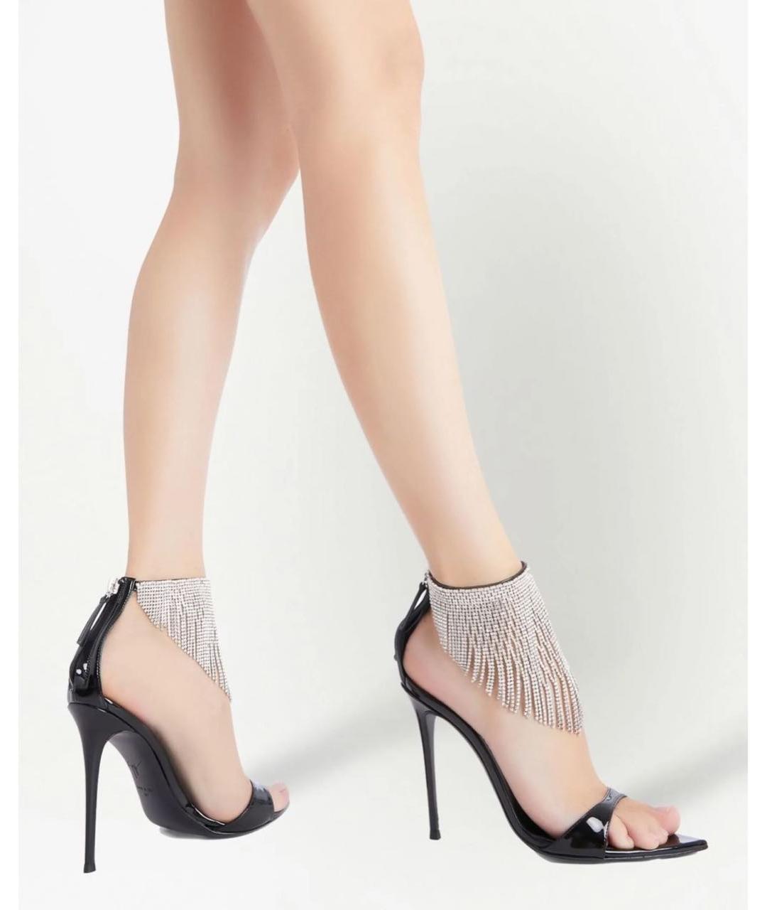 GIUSEPPE ZANOTTI DESIGN Черные босоножки из лакированной кожи, фото 5