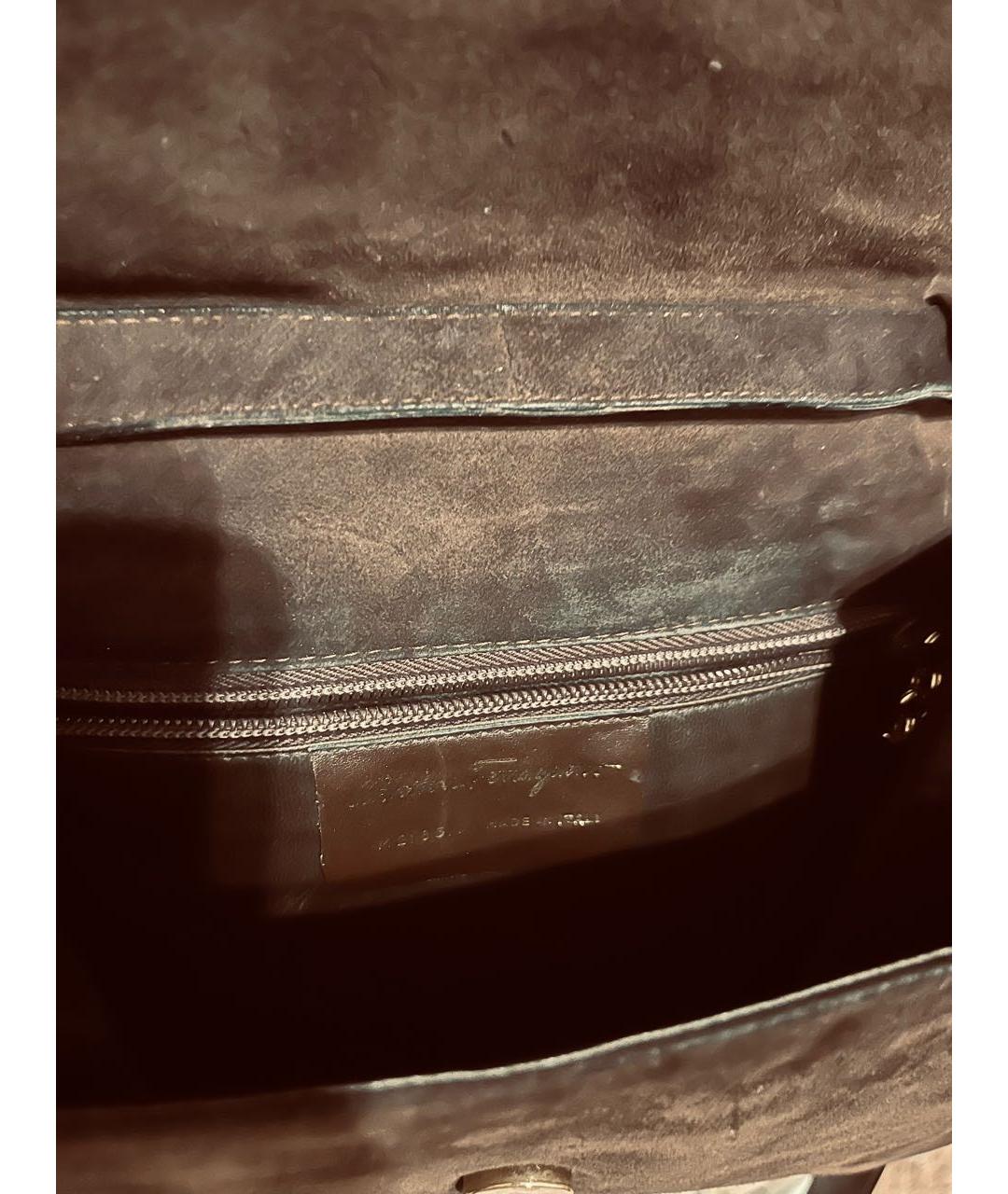 FERRAGAMO Коричневая замшевая сумка через плечо, фото 3