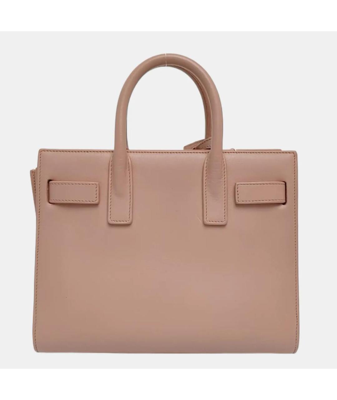 SAINT LAURENT Розовая кожаная сумка с короткими ручками, фото 4