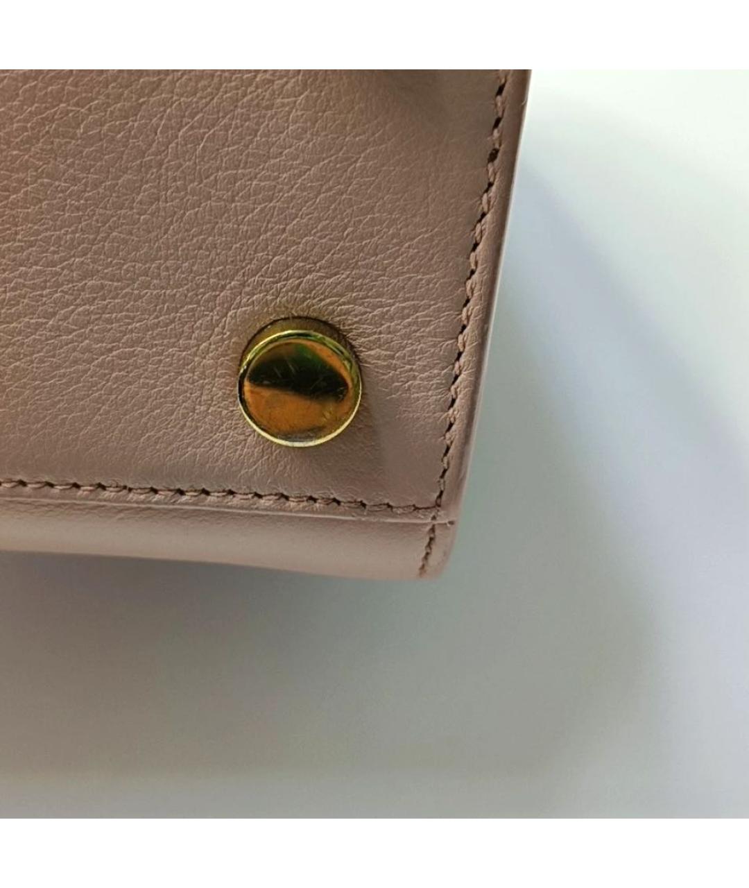SAINT LAURENT Розовая кожаная сумка с короткими ручками, фото 8