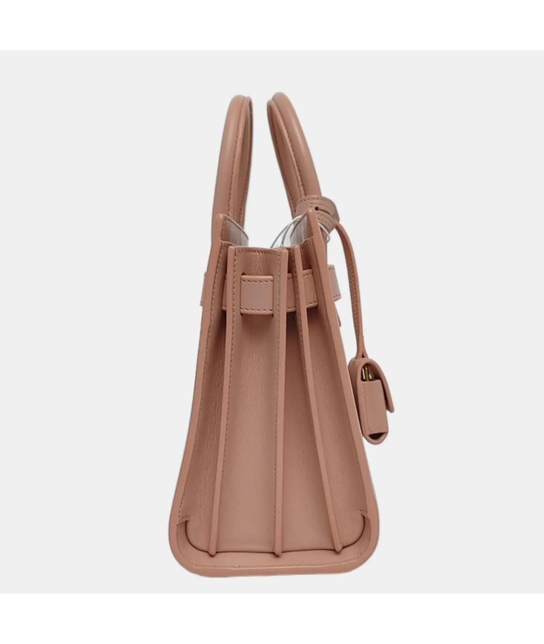 SAINT LAURENT Розовая кожаная сумка с короткими ручками, фото 3