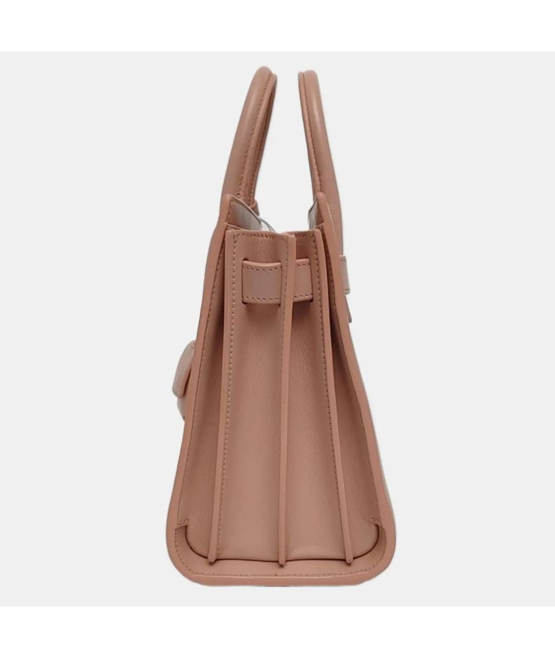 SAINT LAURENT Розовая кожаная сумка с короткими ручками, фото 2