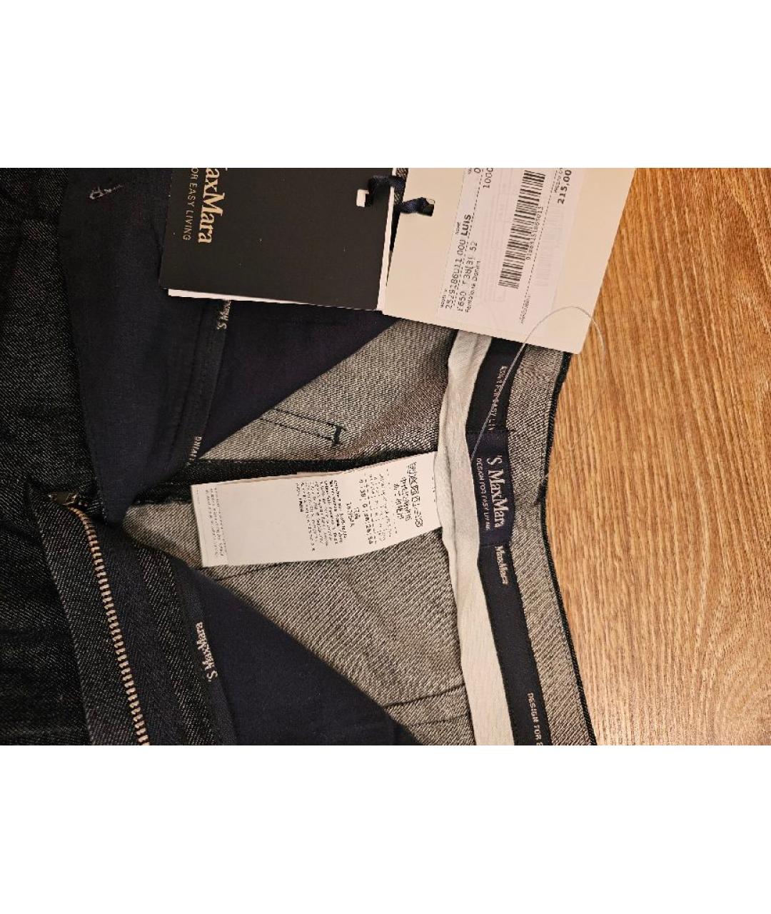 'S MAX MARA Темно-синие хлопковые прямые джинсы, фото 3