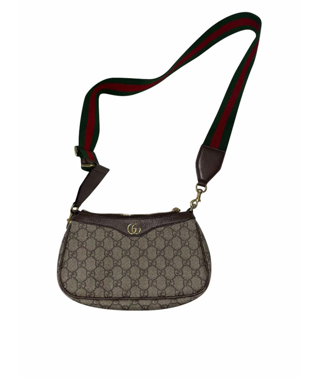 GUCCI Коричневая тканевая сумка через плечо, фото 1