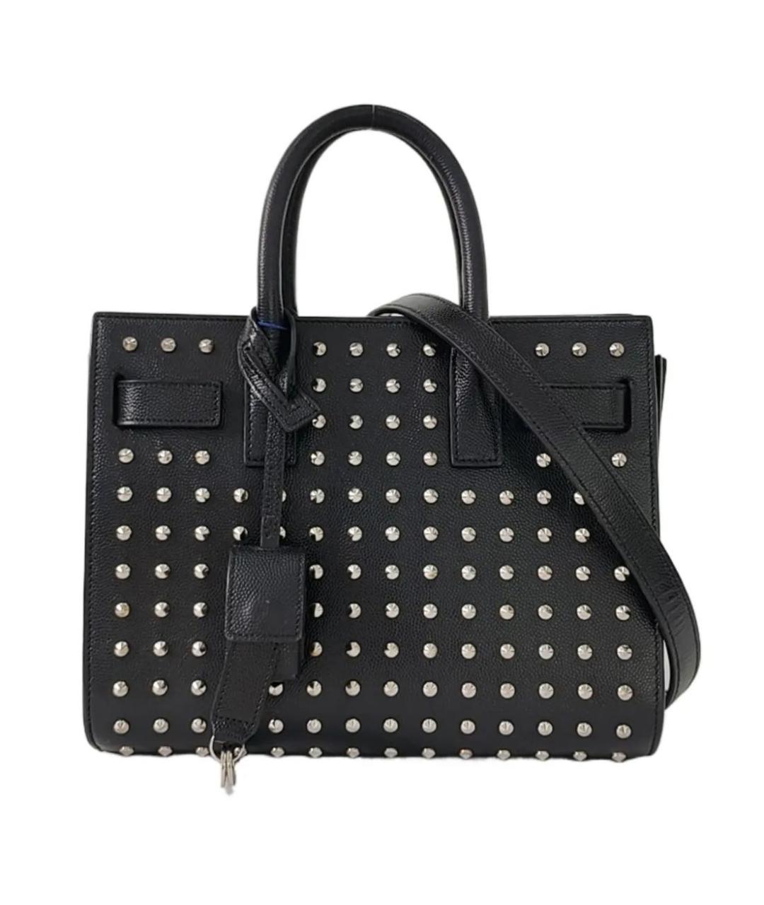 SAINT LAURENT Черная кожаная сумка с короткими ручками, фото 1