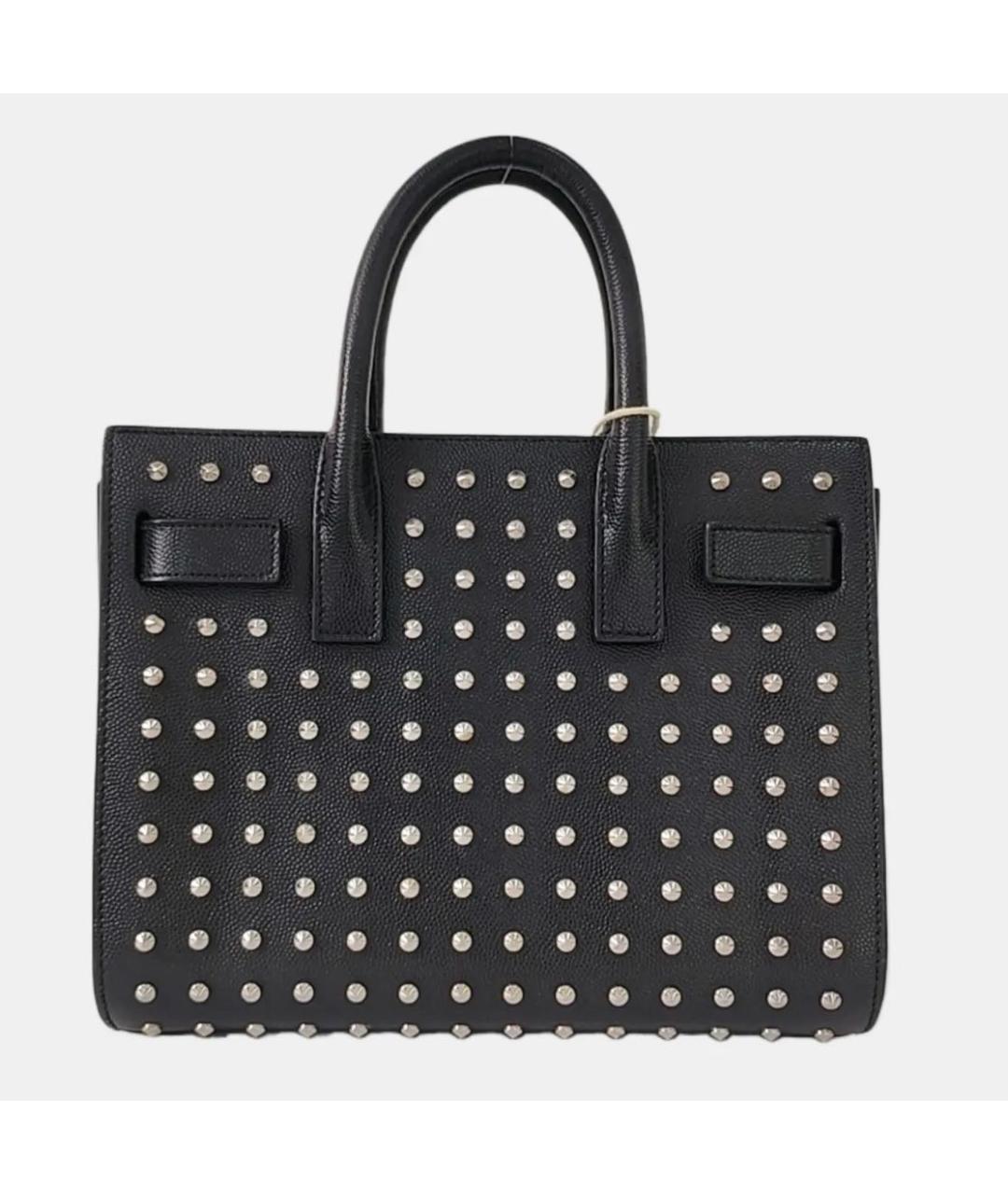 SAINT LAURENT Черная кожаная сумка с короткими ручками, фото 4