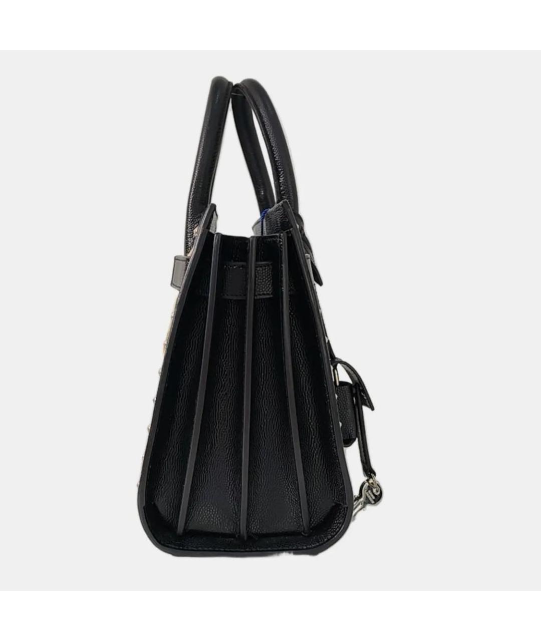 SAINT LAURENT Черная кожаная сумка с короткими ручками, фото 3