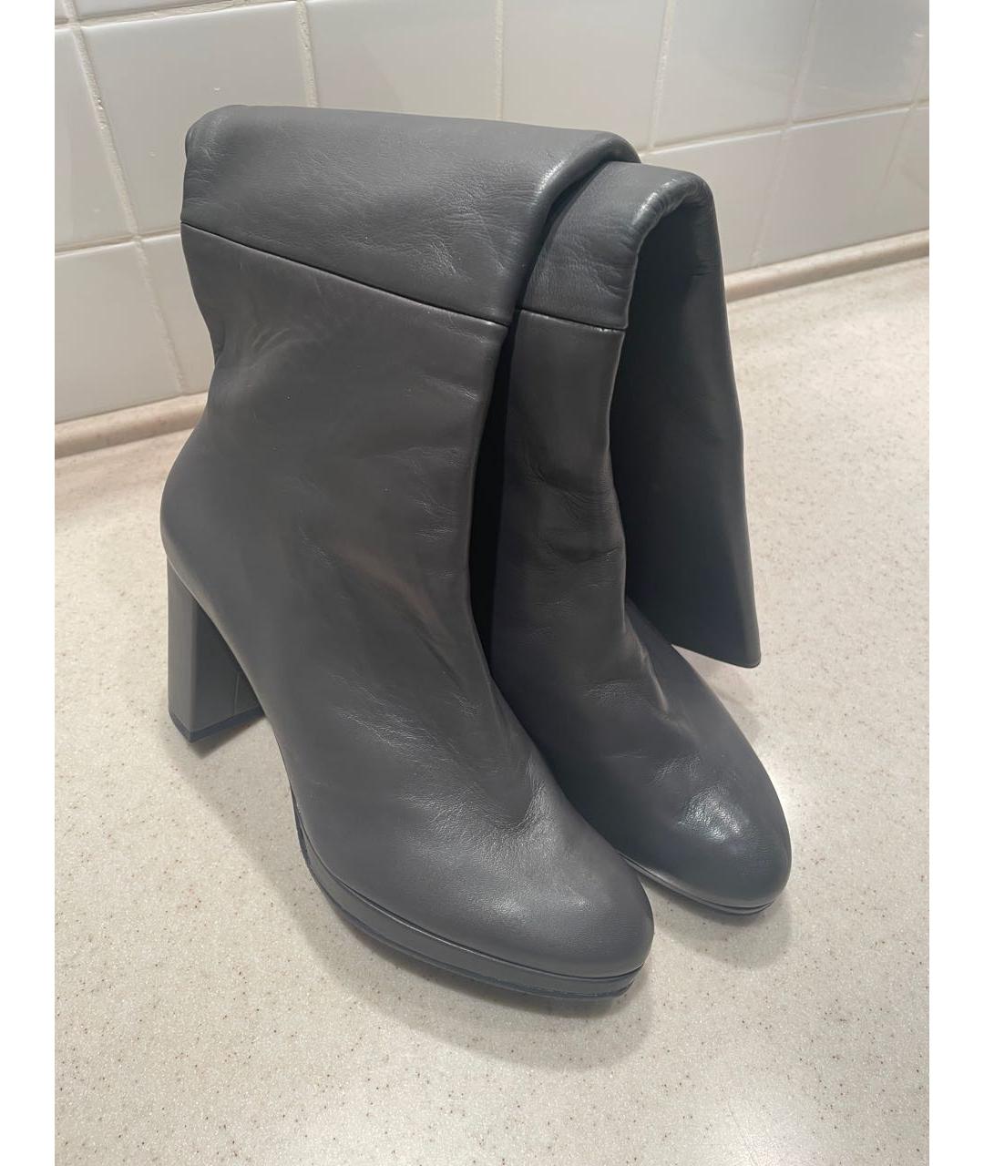 STUART WEITZMAN Антрацитовые кожаные сапоги, фото 6